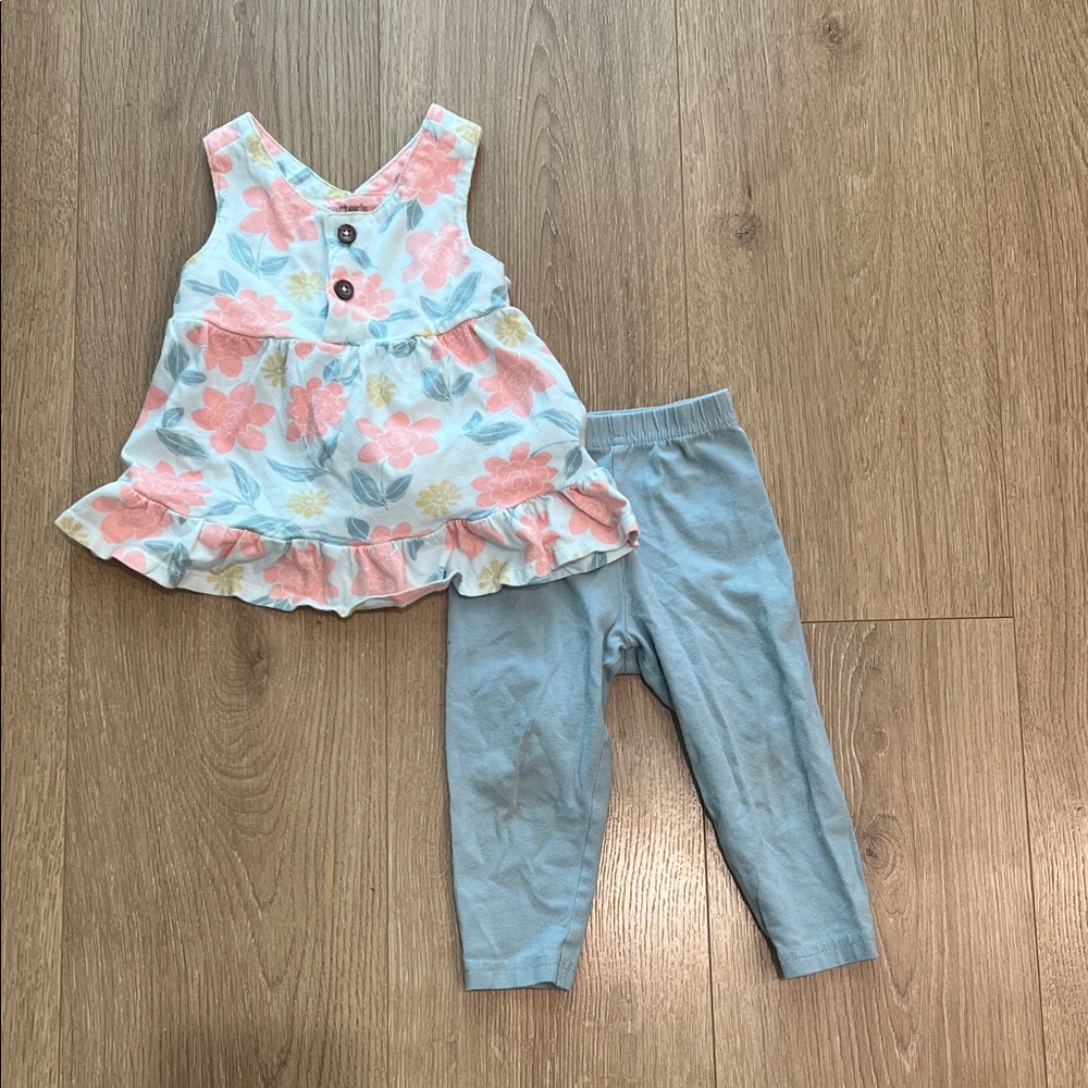 Carter's Coral and Yellow Floral Cotton Sundress with Wood Buttons